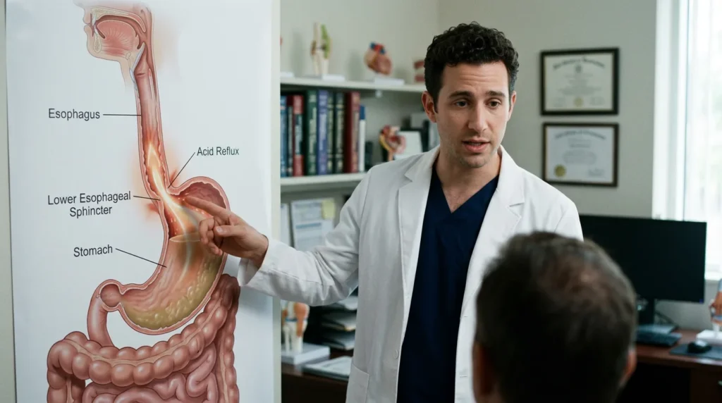 Acidity and GERD treatment in Hyderabad showing acid reflux in the stomach and oesophagus